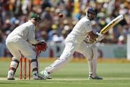 ADELAIDE, AUSTRALIA - JANUARY 26: VVS Laxman (R) of India bats as Brad Haddin (L) of Australia keeps wicket during day three of the Fourth Test Match between Australia and India at Adelaide Oval on January 26, 2012 in Adelaide, Australia.  (Photo by Morne de Klerk/Getty Images)